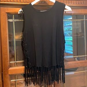 Black fringe tank top.
